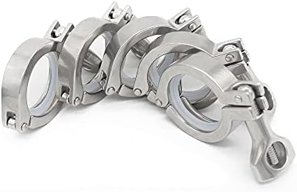 QiiMii 13MHHM Stainless Steel 304 Single Pin Heavy Duty Tri Clamp with Wing Nut for Ferrule TC 1.5"(5 Pack) (1.5 Inch)