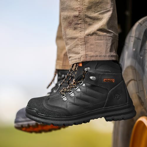NINGO Steel Toe Work Boots for Men, Oil & Slip Resistant Construction Boots