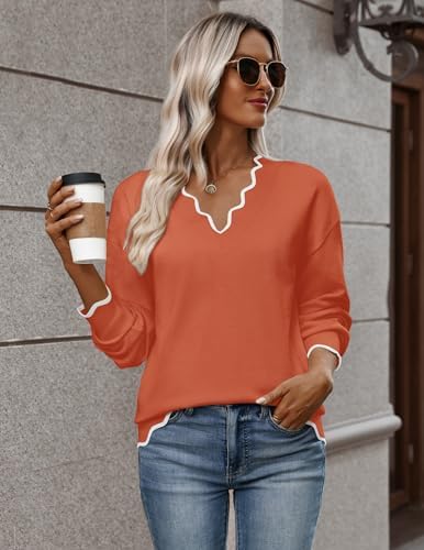 Zeagoo Women's 2026 Fall V Neck Sweater Long Sleeve Lightweight Knit Tops