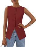 PRETTYGARDEN Women Tailored Suit Vest Business Casual Tops