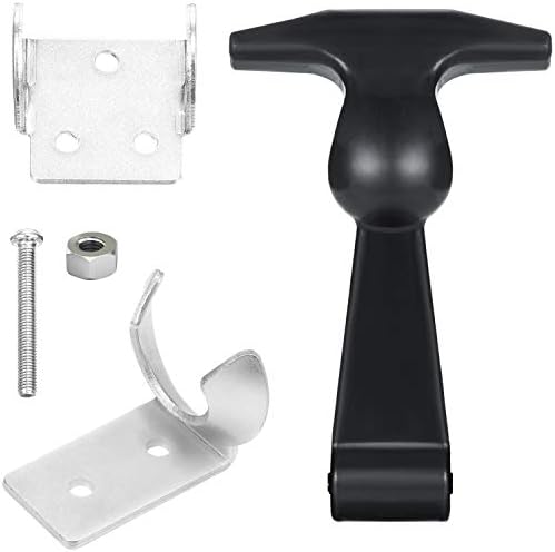 Mudder 2 Pcs Rubber Latches T-Handle Steel Brackets for Hood Cabinet | Elastic Rubber Strap, Stainless Steel Brackets, Flexible Hasp for Vehicle Engine Hood, Tool Box, Cabinet Secure