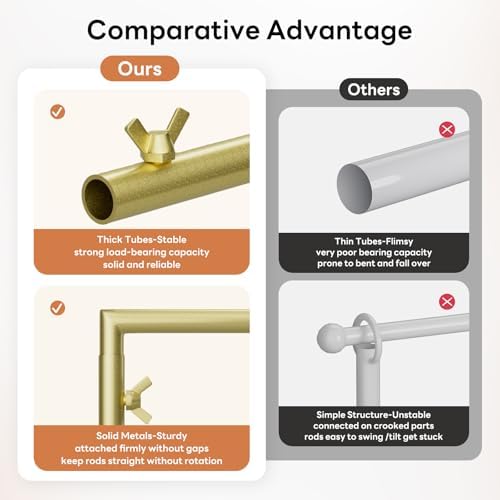 XLHOMO Over The Table Rod Stand with Clamps, Adjustable 32''-79'' Tall 32"-131" Length, Gold Table Arch Stand Metal Balloon Frame Hanging Rod for Weddings Christmas Birthdays Garden Arbors Decoration