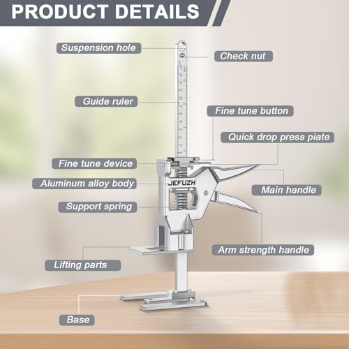 Labor Saving Arm Jack 2 Pack, 440 lb Load-Bearing Height Adjustable Lifting Device, Hand Furniture Lifter Tool for Door Furniture Jacks Installation, Wall Tile Adjustment, Heavy Object Raising