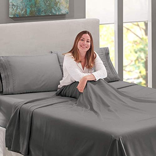 1000 Thread Count TWIN Size Egyptian 3pc Bed Sheet Set, Deep Pocket, GRAY