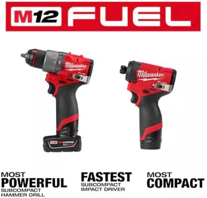 Milwaukee M12 FUEL 12-Volt Li-Ion Brushless Cordless Hammer Drill and Impact Driver Combo Kit (2-Tool) W/Free M12 3/8 in. Ratchet