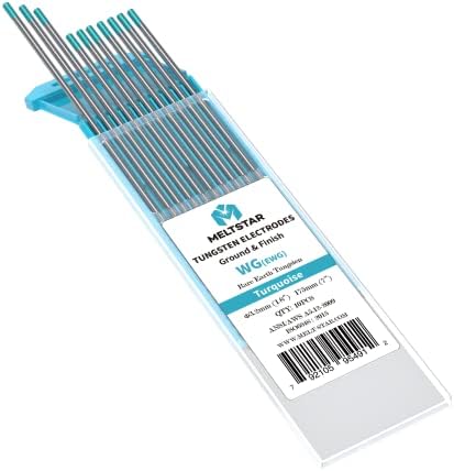TIG Welding Tungsten ElectrodesRare Earth blend Tungsten Electrodes(Comparable to E3 Purple) 1/8” x 7” (Turquoise, WG20) 10-Pack