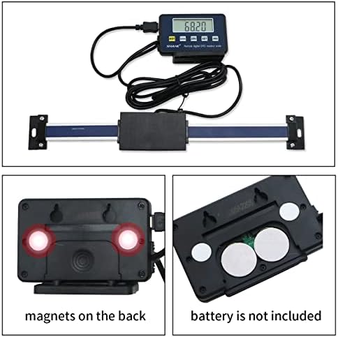 0-1000mm Digital Linear Scale, Accurate Digital Linear Scale LCD Display Remote Readout Scale Kit for Milling Machines Lathes, with Mounting Accessories…