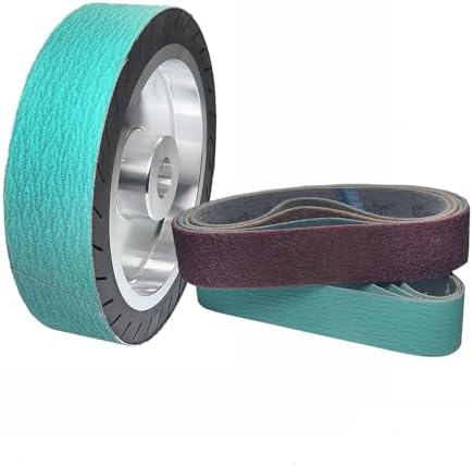 8 x 2 inch Rubber Expansion Centrifugal Wheel Working with Zirconia/Non-Woven Nylon Sanding Bands (Nylon Belts 4 pcs Mix)