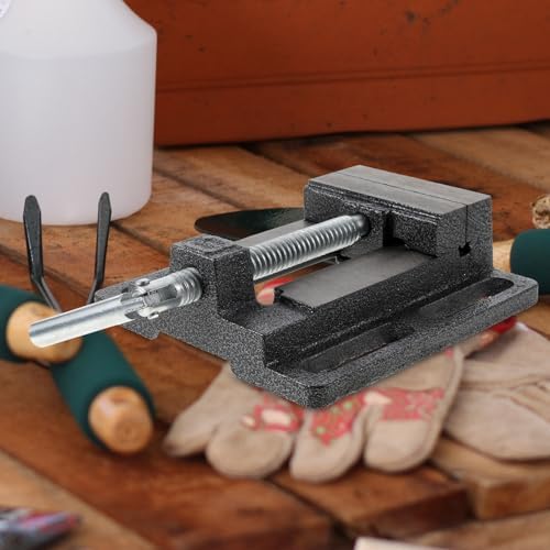 COLLBATH 3 Inch Drill Press Vise Table Vise Bench Clamp Cast Iron Woodworking Workholding Device for Milling and Drilling Machines Random Color
