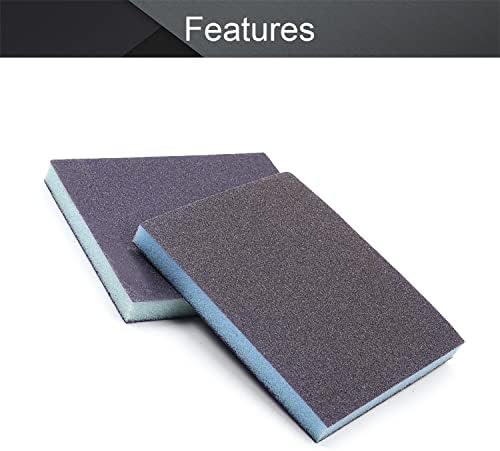 Utoolmart Sanding Sponge Sanding Blocks, 120 Grit Wet Dry Sandpaper Sponge, Washable and Reusable Sand Sponge Kit, for Kitchen Cookware Cleaning and Rust Removal of Rusted Metal, Blue, 12 Pcs