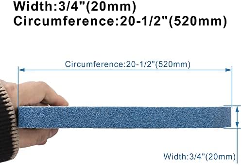 40 Pack Zirconia Sanding Belts, 20 x 520mm, 10 Each of 40/60/80/120 Grits, Zirconium Corundum, 3/4" x 20-1/2" Belts, UW-BS20520 Compatible