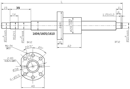 ANWOK 2Pcs Linear Guide Rail HGR20-600mm + 1PCS SFU/RM1605-600mm Anti-Backlash Ballscrew with BF12/BK12 Kit, DSG16H Nut Housing, Coupling, Slide Blocks Linear Rail Ball Screw Set for CNC DIY