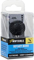 Kutzall Extreme Sphere Rotary Burr 1⁄4" Shaft, Very Coarse - Wood Carving Bit for Bosch, DeWalt, Milwaukee Tools. Abrasive Tungsten Carbide, 1" (25.4mm) Head Diameter, SX-1C