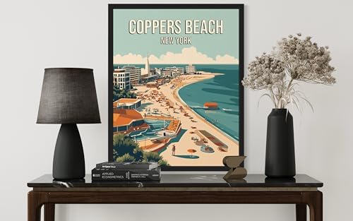 Coppers Beach New York Wall Art Print Poster, US Vintage Retro Beach Scenery Posters Prints for Restroom Home Picture Painting Artwork Gallery 219 (Coppers Beach New York, 24 x 36 inches, Unframed)