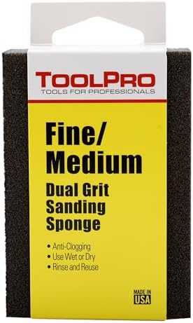 ToolPro Dual-Grit Sanding Sponges 24-Pack - Fine and Medium Grit Washable Sanding Blocks for Drywall, Wood, and Paint Prep