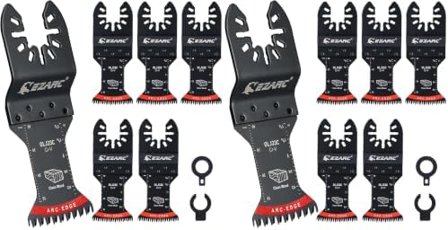 EZARC Japanese Tooth Oscillating Saw Blade, 5 PCS Arc Edge Oscillating Multitool Blades Clean Cut for Wood, Plastic (Pack of 2)
