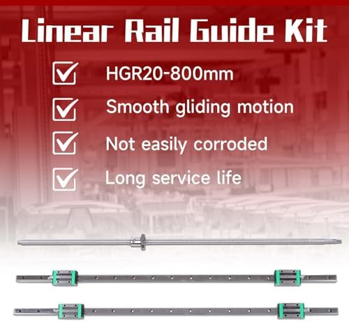 findmall 2 Pcs HGR20-800mm Linear Guide Rail Kit, 1Pcs SFU1605 Ballscrew