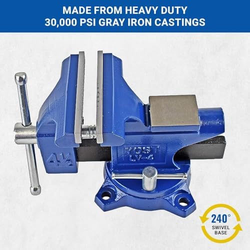 Yost Vises LV-4 Homeowner's Vise with UP-360 Soft Jaw Cover Kit | Heavy Duty Table Vise 4.5-Inch Jaw Width with a 3-Inch Jaw Opening Home Vise | Secure Grip with 240-Degree Locking Swivel Base