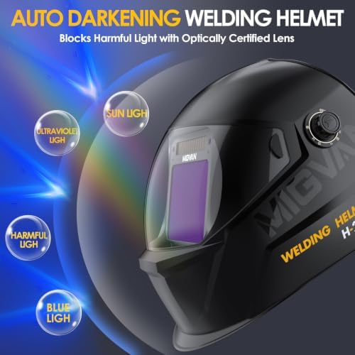 Welding Helmet Auto Darkening True Color Large Viewing, Welding Hood Solar/Rechargeable Battery Powered, Wide Shade 4/5-13 with 4 Arc Sensor, Optical Clarity Welding Mask for TIG MIG ARC Grind