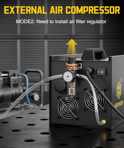 H HZXVOGEN Plasma Cutter with Built in Air Compressor, 50A Pilot Arc Plasma Cutter, 220V High Frequency Air Plasma Cutting Machine DC Inverter IGBT with 2T/4T, Capable External Compressor(HVC6000Pro)