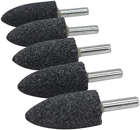 5Pc 1/4"Shank Brown Corundum Grinding Head Cone Shaped Grinding Wheel Abrasive Mounted Grinding Point Stone Rotary Tools Deburring Polishing - Diameter:20mm