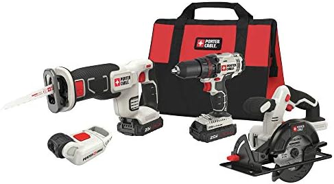 PORTER-CABLE 20V MAX Power Tool Combo Kit, 4-Tool Cordless Power Tool Set with 2 Batteries and Charger (PCCK616L4)