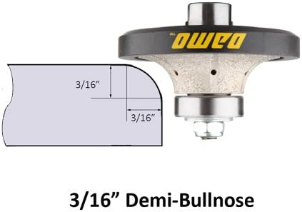 DAMO 3/16 inch Demi Bullnose & Half Bullnose Diamond Hand Profile Wheel, Hand Profiler, Medium Grit Router Bit, 5/8-11 Thread, for Granite, Concrete, Marble, and Countertop Edge