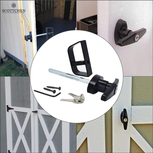 6" T-Handle Shed Door Lock Handle with Lock Keyed Alike Garage t Handle Shed Latch Hardware Locking Handle Lock T-Handle Lock with 8 Keys & Allen Wrench (2kits)