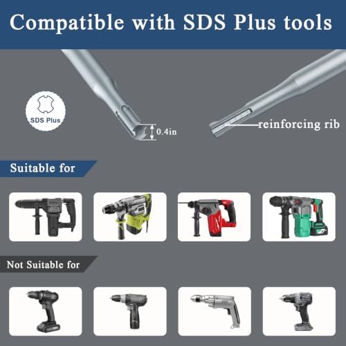 SDS Plus Floor Scraper, 5in x 10in SDS Plus Chisel, Tile Removal Tool for Rotary Hammer & Demolition Hammer, Removes Thinset, Tile, Vinyl, Linoleum, Carpet & Hardwood Flooring