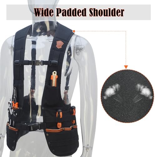 WELKINLAND Top-G Construction Leather tool vest, Electrician Tool Vest