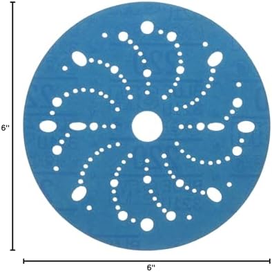 Hookit 3M Hookit Blue Abrasive Disc 321U Multi-Hole, 36177, 6 in, 220, 50 Discs per Carton (Pack of 4)