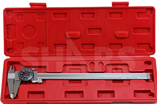 Shars 0-12" Precision Stainless Steel Shock Proof Dial Caliper .001" Graduation 303-1309B, Black Face L