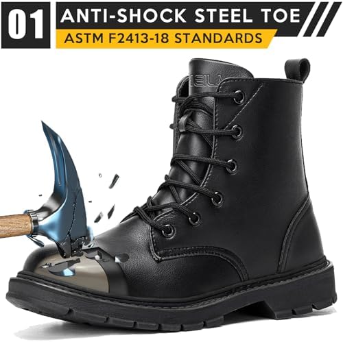 OWIF Waterproof Steel Toe Boots for Women Men, 6" Comfortable Composite Toe Work Boots Safety Construction Shoes
