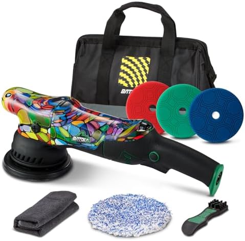 BATOCA P1 Buffer Polisher Kit, 1000W High-Torque Car Buffer - 5-Inch 15mm Long-Throw 6-Speed Dual Action Polisher - Deluxe Set with Custom Bag, 16.4ft Detachable Cord, Anti-Vibration, Pad Care Tools