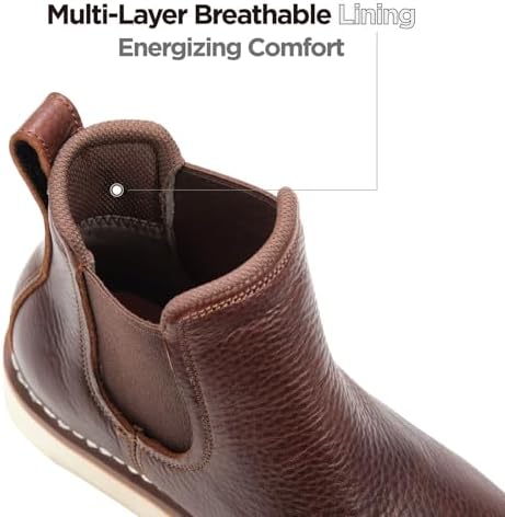 SUREWAY Men's 6-Inch Slip-On Chelsea Work Boots, Soft Toe Leather Boots