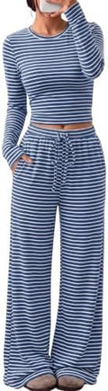 Trendy Queen Women's 2 Piece 2026 Fall Fashion Lounge Set with Pockets