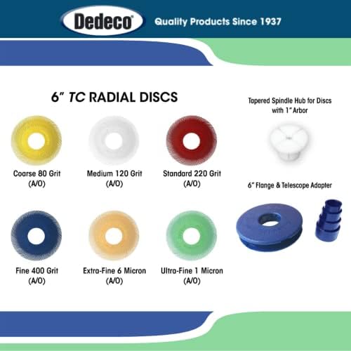 Dedeco Sunburst Radial Bristle Disc 1 Pack - 6 1/2" Curved - 1/2" Arbor - Light Green 14000 Grit (Ultra-Fine, 1 Micron) - Aluminum Oxide for Polishing & Finishing