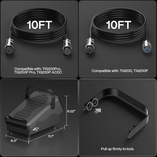 ARCCAPTAIN TIG Welding Foot Pedal, 5-Pin Remote Amp Control