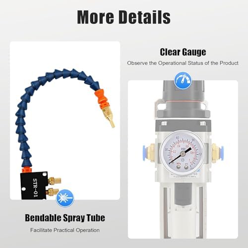 Cooling Spray Pump Kit, 110V Cutting Machine Misting System, 4.65In Solenoid Valve AC Resin A3 Iron Air Volume Adjustable Coolant Pump Oil Mist Sprayer w/2Pneumatic Cooling Spray Tubes for CNC lathes