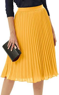 GRACE KARIN Pleated Midi Skirt for Women Chiffon A-Line Outfits