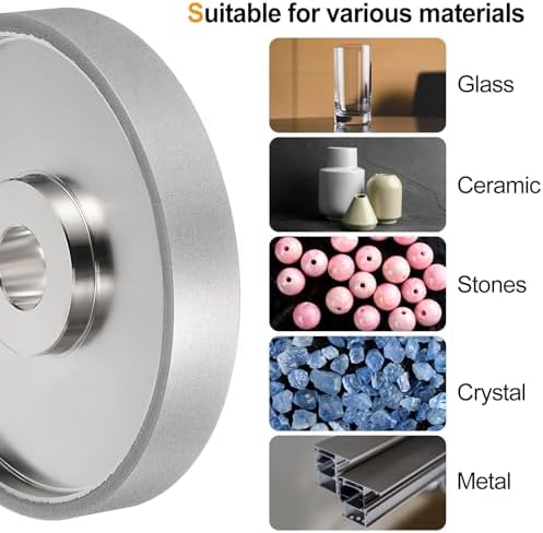 HARFINGTON Diamond Lapidary Wheel 6 Inch x 1 Inch Arbor Hole 400 Grit Grinding Wheels for Stone, Marble, Glass, Ceramics, Crystal, Carbide, Steel