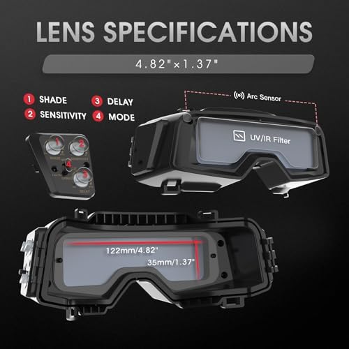 YESWELDER Auto-Darkening Welding Goggles with Mask, Wide Shade Range
