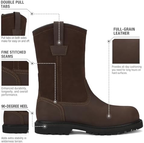 HISEA NINGO Steel Toe Work Boots for Men, Waterproof Wellington Boots