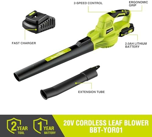 SnapFresh Leaf Blower Cordless, 2.7LBS Electric Leaf Blower 2-Speed Control