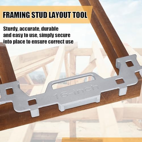 Tandefio 2 Pcs 16 Inch Framing Tools Framing Stud Layout Tool Cast Aluminum Stud Measurement Spacing Precision Jig Tool for Walls Roofs Floors or Ladders