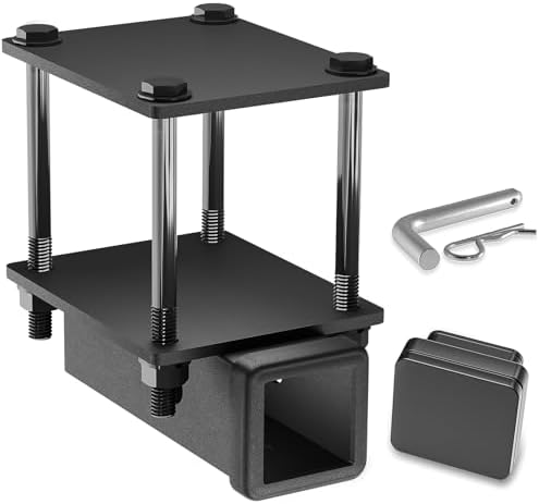 YZONA Tow Hitch 2 Inch, RV Bumper Hitch Receiver Adapter Fits 4-4.5" Beam, 200 Lbs Tongue Weight Capacity, Travel Trailer Rear Bumper with Hitch Pin & Hitch Cover, Fit for Camper Bike Racks Cargo Car