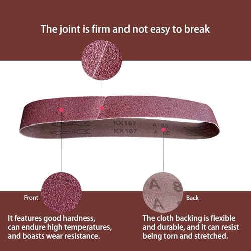 6x89 Inch Sanding Belts, Total 6Pcs Each of 60/80/120Grit of 2Pcs, Aluminum Oxide Abrasive Belts Multi-Grit Assortment for Wood & Metal Sanding/Polishing