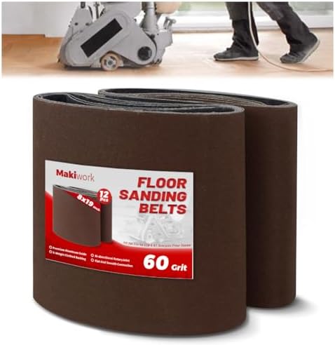 8 inch x 19 inch 60 Grit Sanding Belts, 12 Pack, EZ 8 Drum Sander Sandpaper Rolls for Woodworking and Floor Polishing, Aluminum Oxide Sander Sleeves