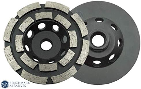 Benchmark Abrasives 4" Double Row Diamond Grinding Cup Wheel for Angle Grinder with 5/8"-11 Arbor Hole Use on Concrete, Granite, Marble, Masonry, Natural Stone