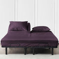 JS Sanders Collection 600TC Flex Top Queen Sheets for Sleep Number Bed - 100% Cotton 4 Pcs Top Split Queen Sheets for Adjustable Bed Queen 32 Inch Down Plum -18 Inch Deep
